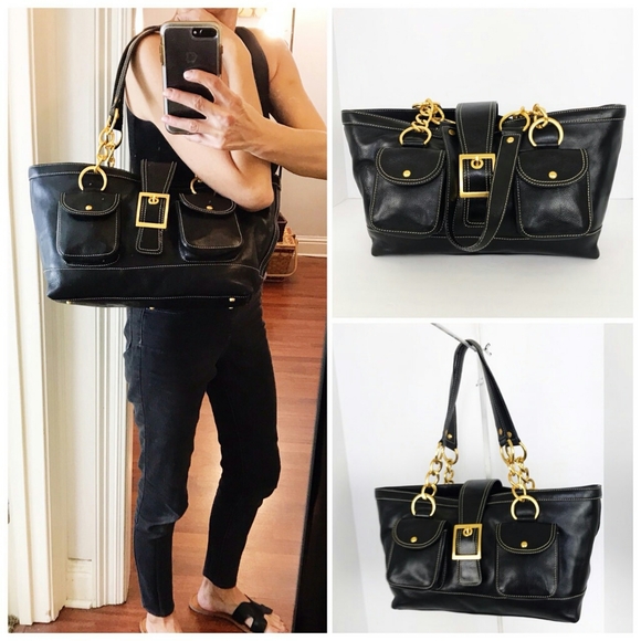 Kate Landry Handbags - Kate Landry Black Leather Shoulder Bag